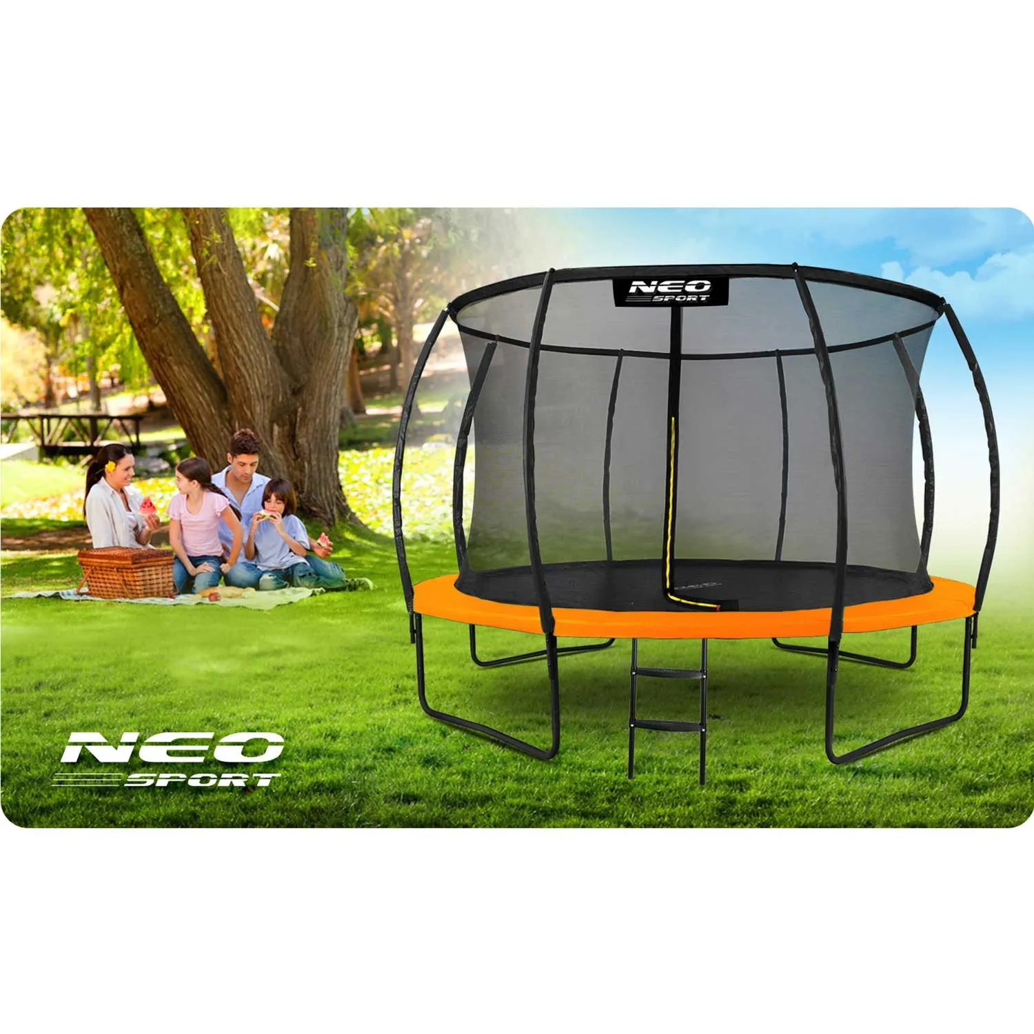 neo-sport profilirani vrtni trampolin 374 cm (12 ft) s unutarnjom mrežom, narančasti - slika 7