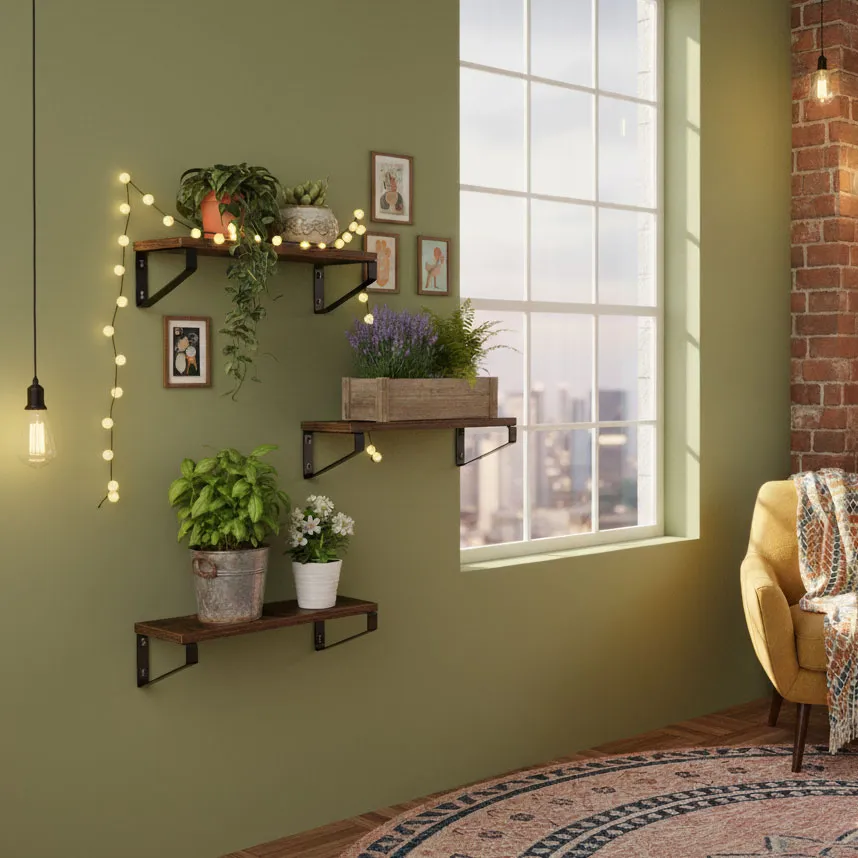 modernhome loft zidni stalak za cvijeće za dekoraciju, s 3 viseće police - slika 4