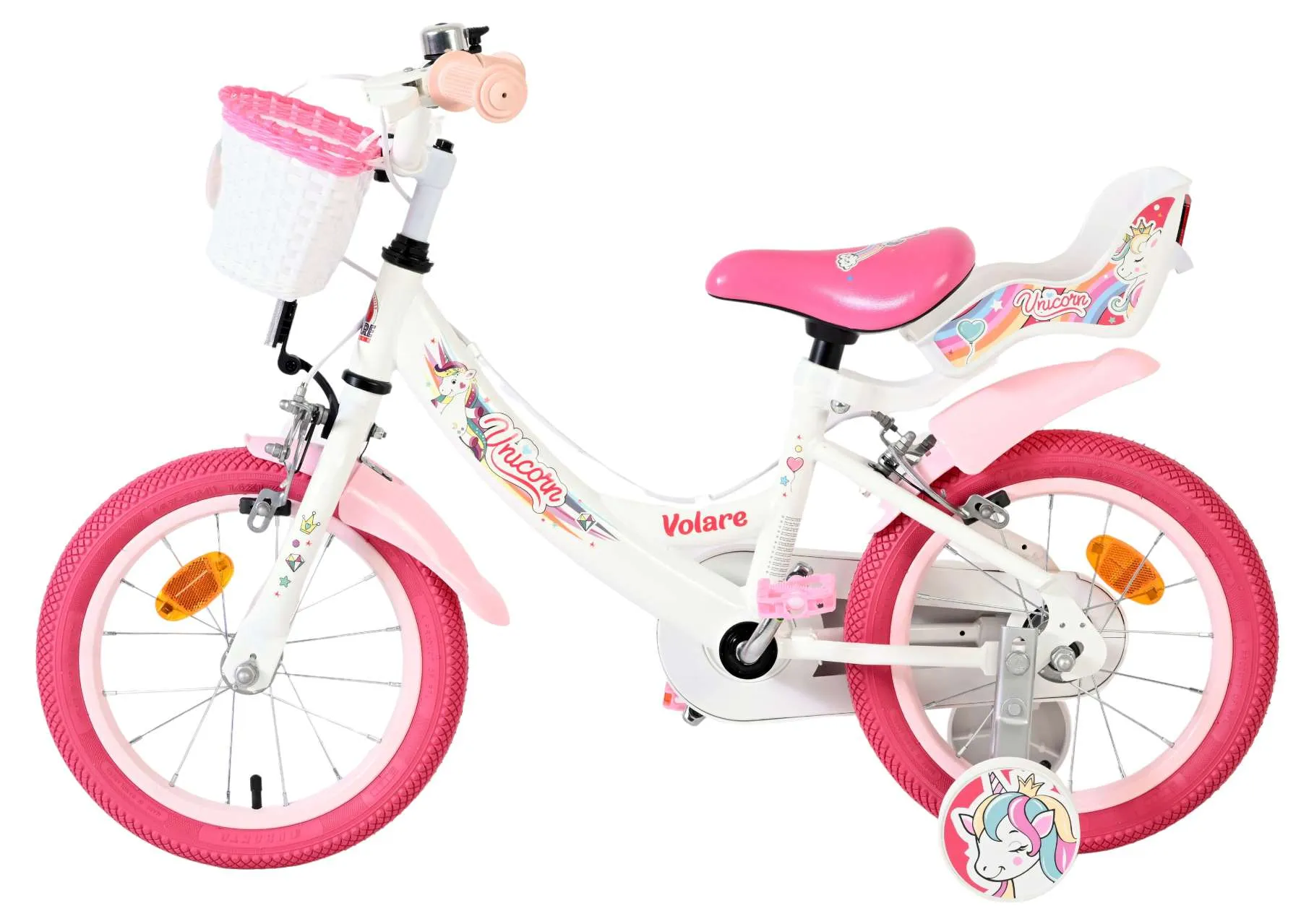 volare dječji bicikl unicorn 14″ bijele boje, s dvije ručne kočnice - slika 8