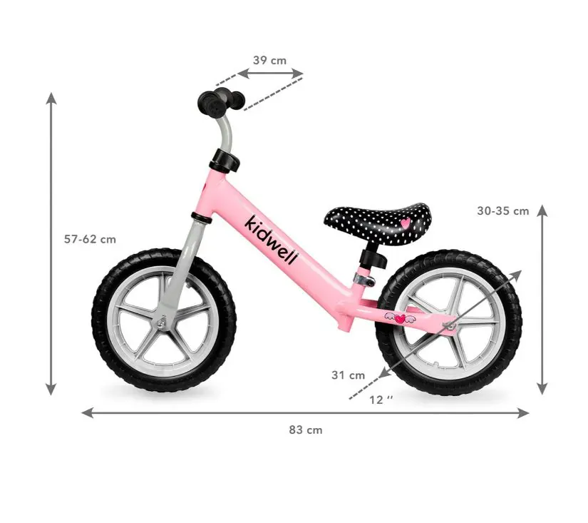 dječji bicikl bez pedala 12" rebel rozi - slika 3