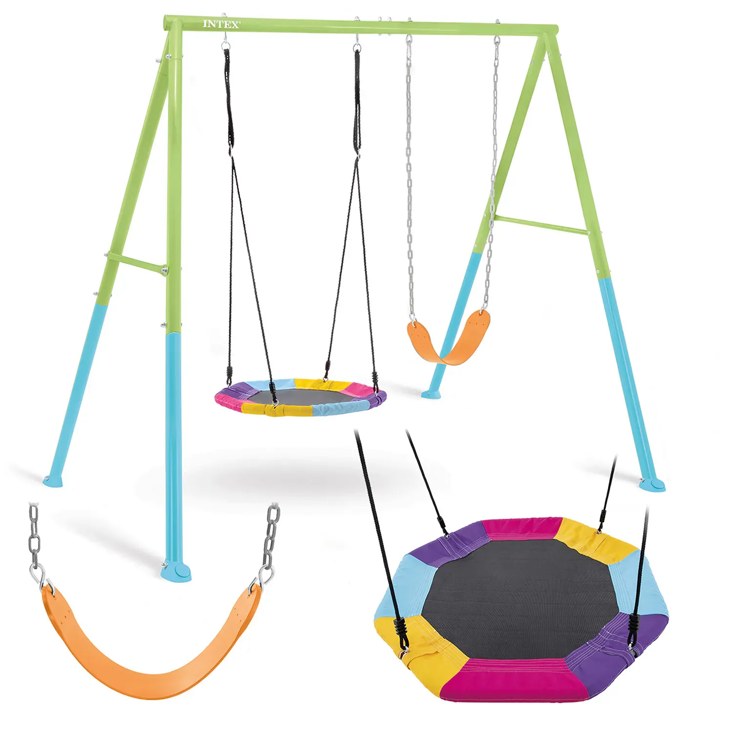 intex ljuljačka za igralište gnijezdo roda 2 u 1 235 cm x 254 cm x 200 cm - slika 2