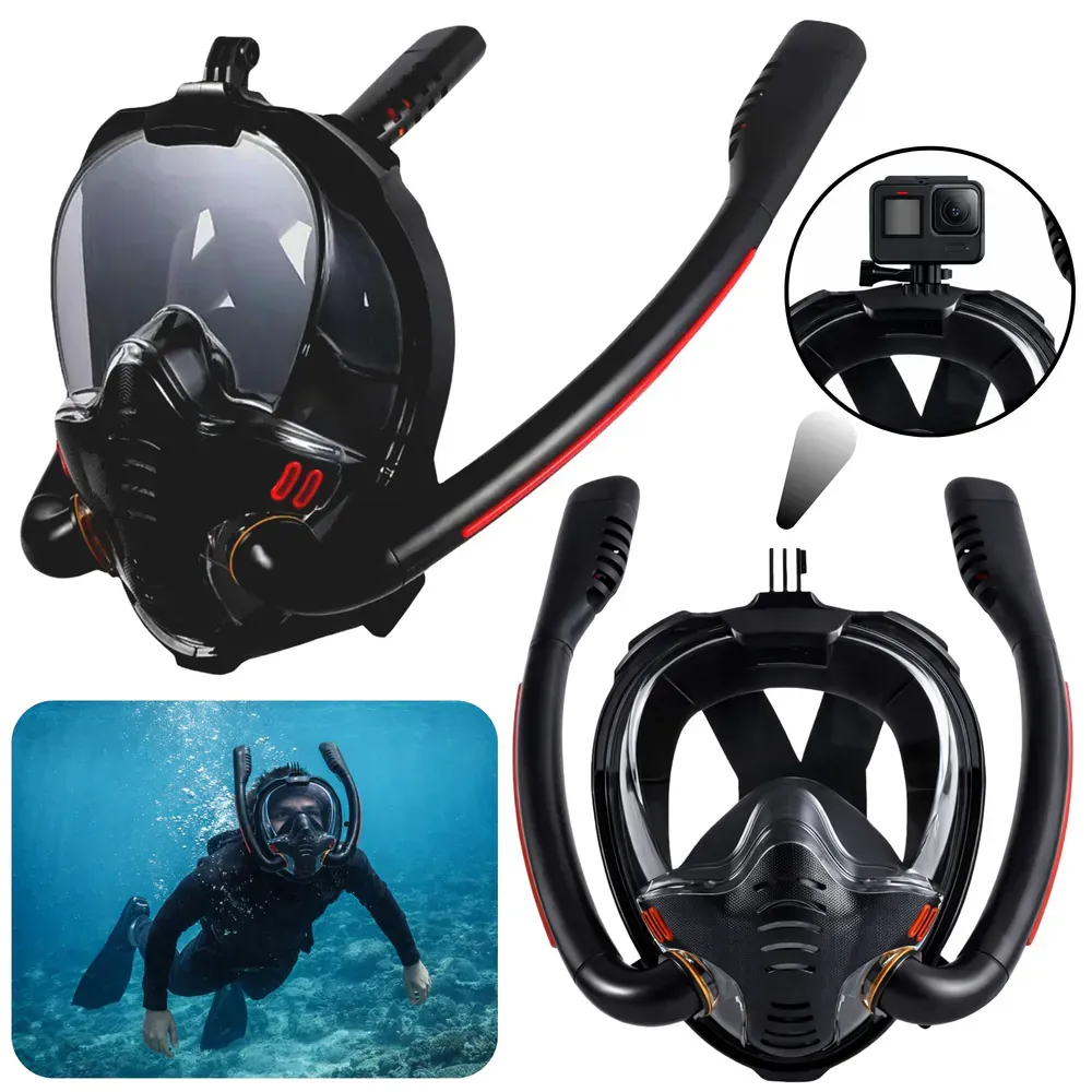 maska za ronjenje s maskom za cijelo lice, anti-fog, drytop, crna, l/xl - slika 2