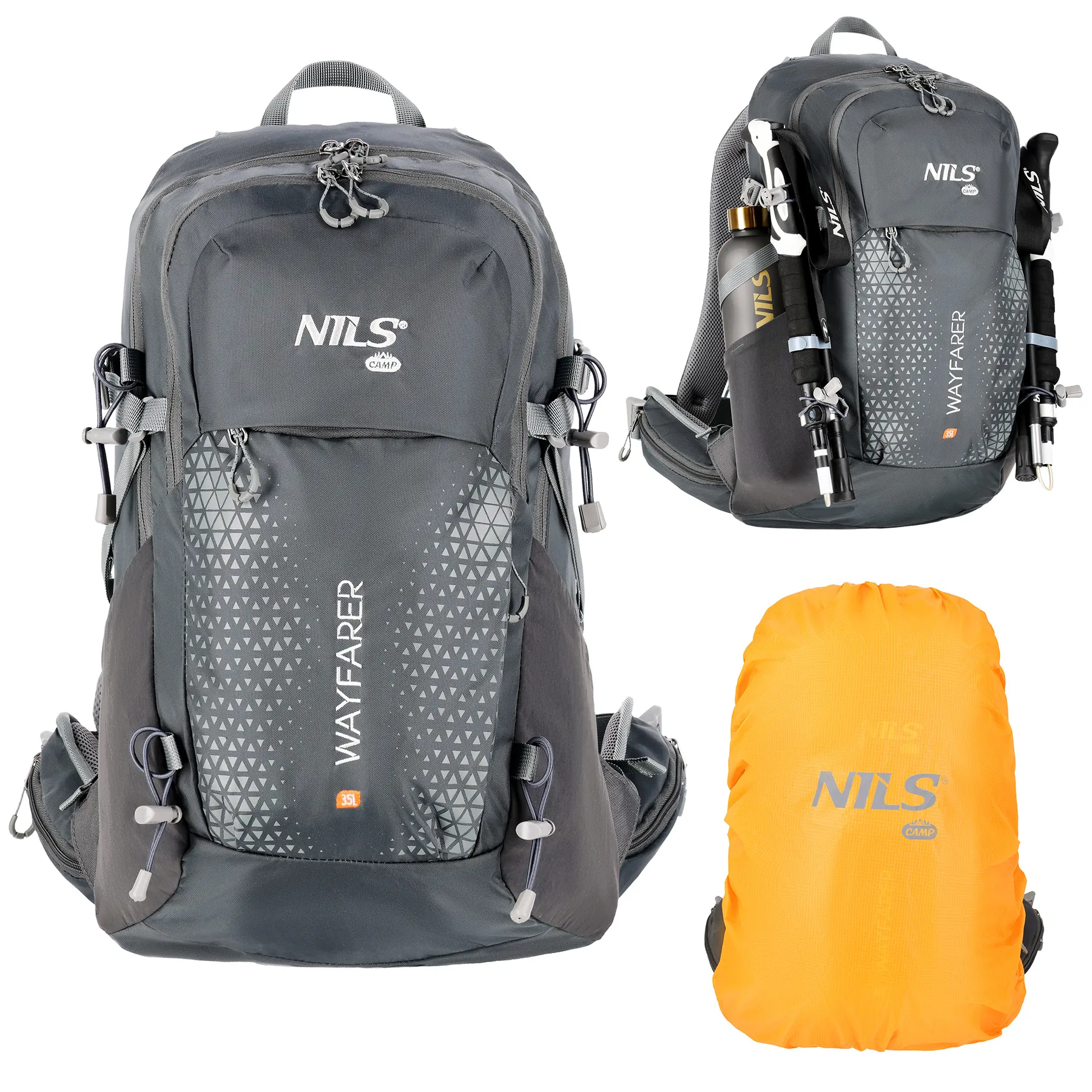 putni ruksak sivi wayfarer 35l nils camp - slika 3