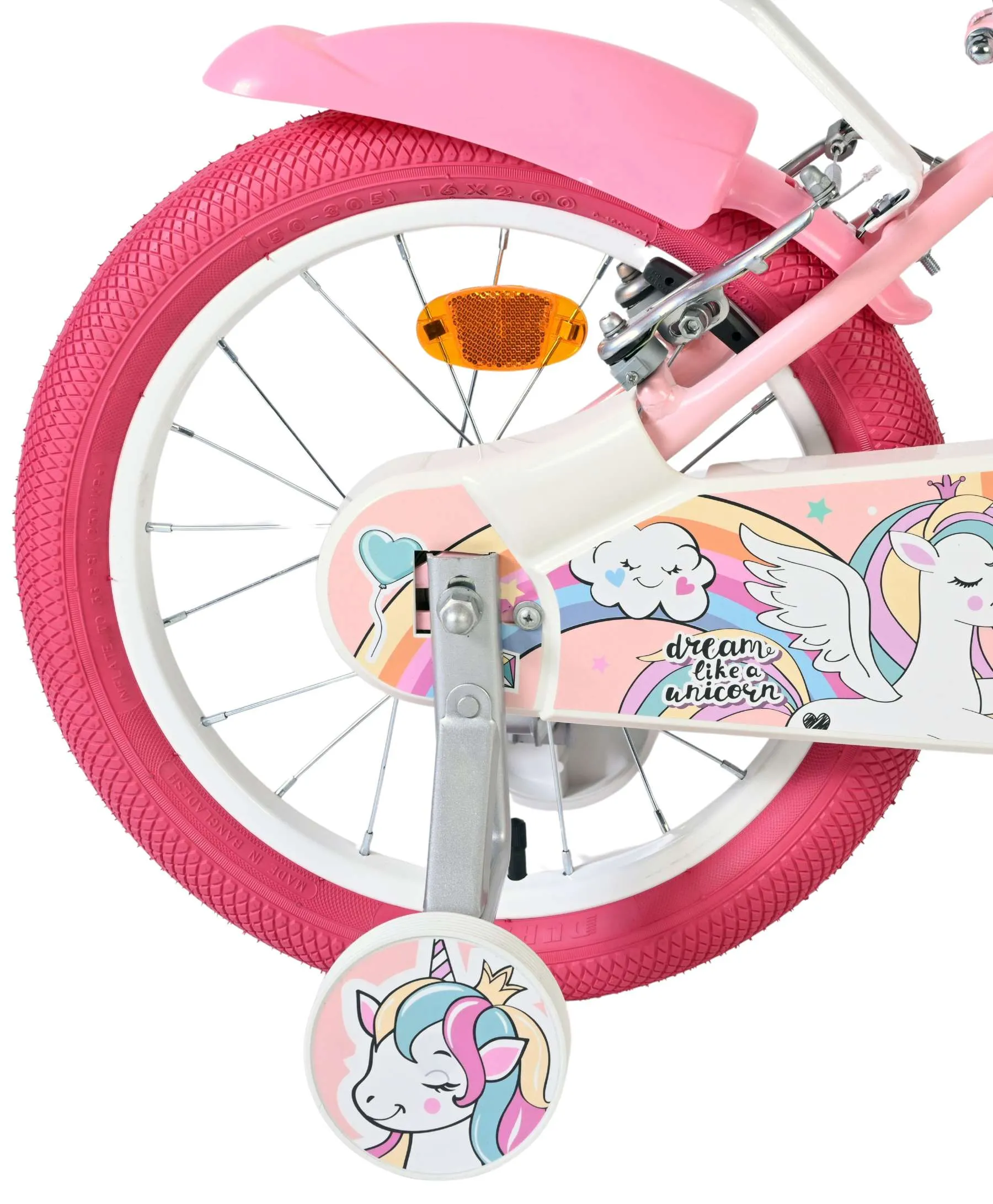 volare dječji bicikl unicorn 16″ roza boje, dvije ručne kočnice - slika 3