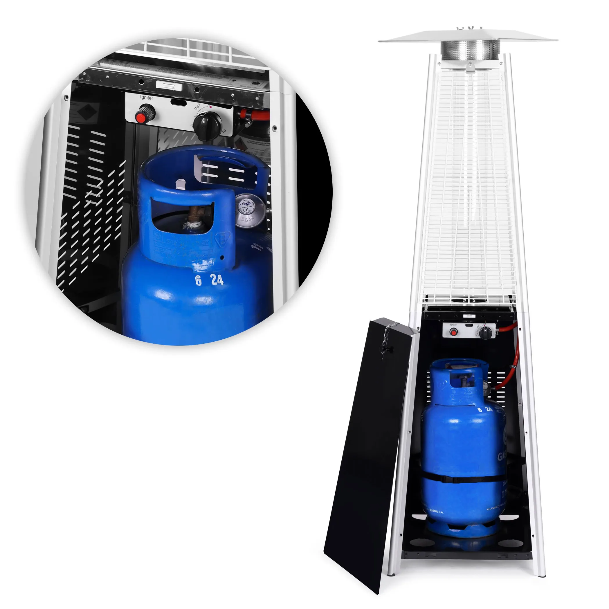 multigarden plinski grijač za terasu 180 cm, 11,5 kw vrtni grijač s regulatorom, crijevom i navlakom - slika 7
