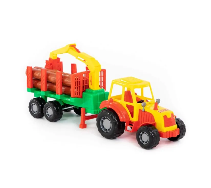 polesie traktor s balvanima u prikolici - slika 5