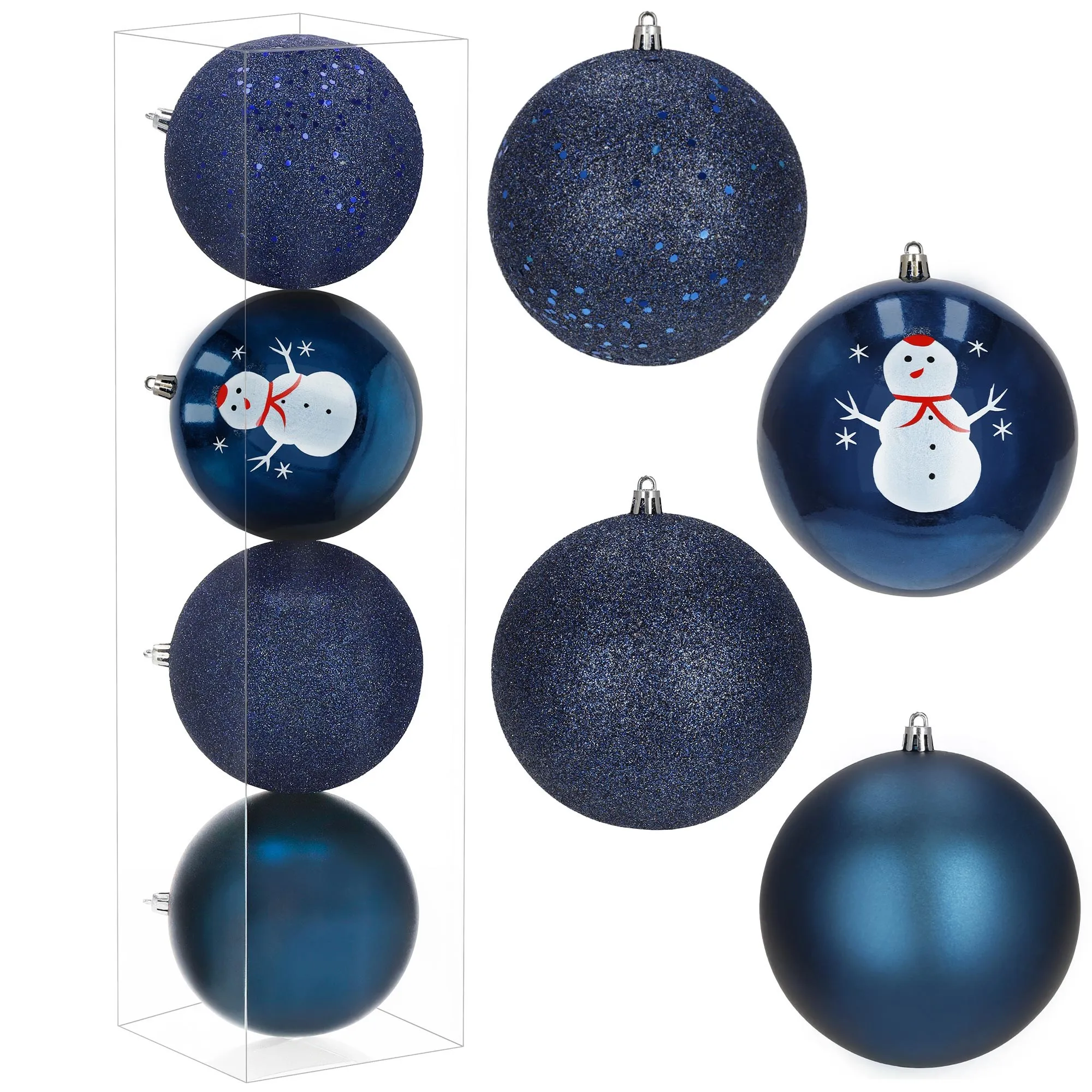 božićne kuglice 12 cm – set 4 komada plava, bijela - slika 3