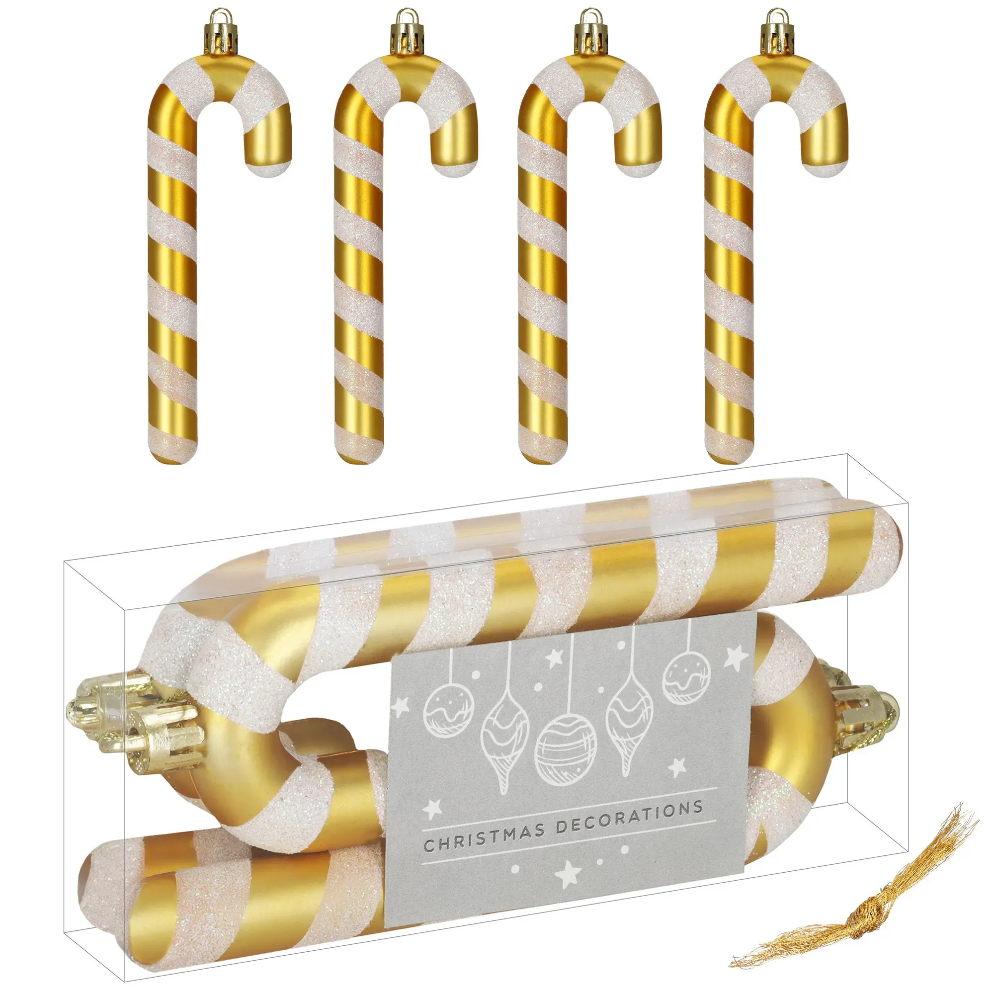 božićni ukrasi 14 cm – set 4 komada zlatni - slika 2