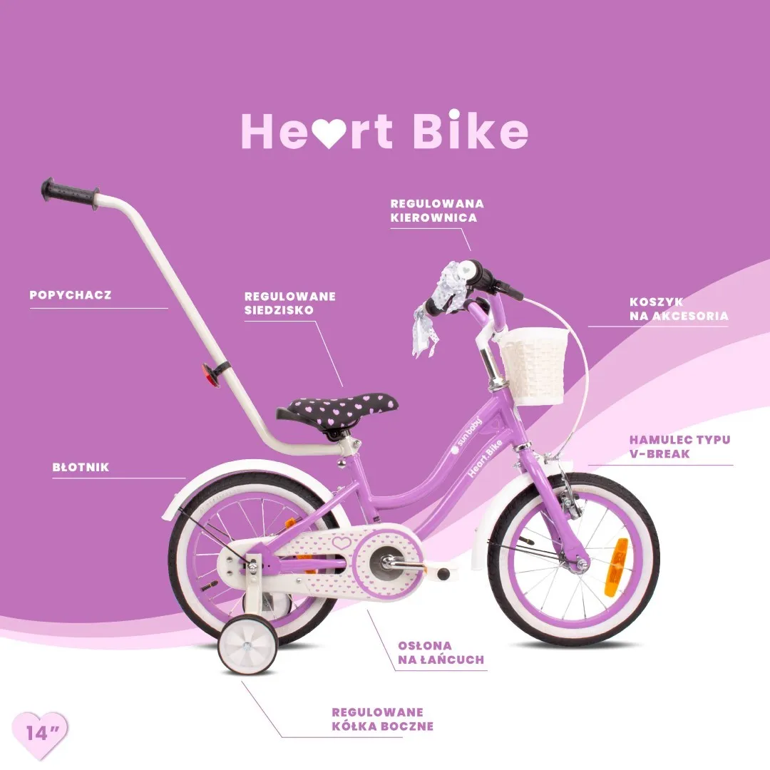 dječji bicikl guralica heart 14" bike ljubičasti - slika 6