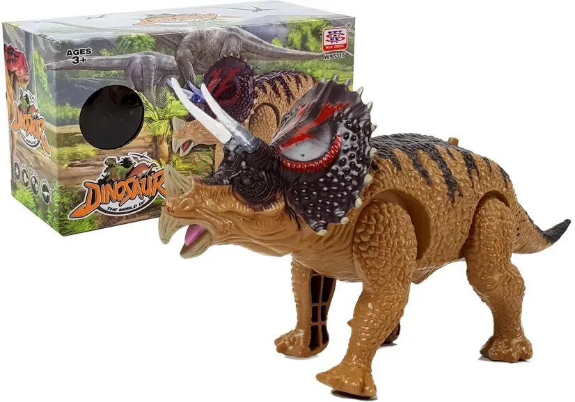 Dinosaur Triceratops na baterije žuto - crni - Pribislavec