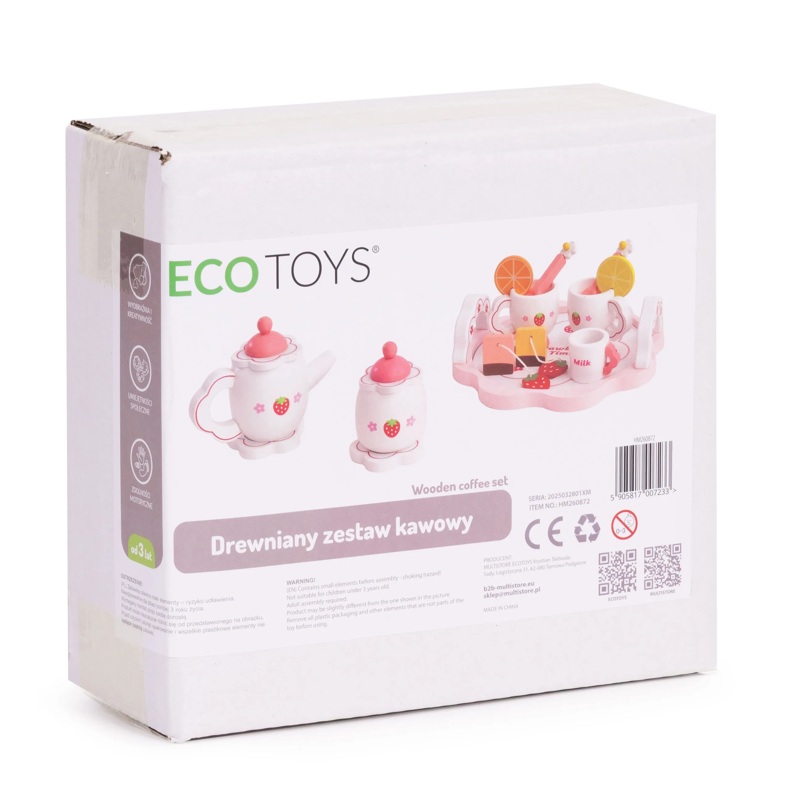 ecotoys drveni set za čaj s čajnikom i šalicama, 14 dijelova - slika 8