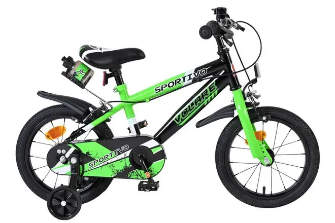 volare dječji bicikl sportivo 14″ zeleno-crne boje, s dvije ručne kočnice - slika 2