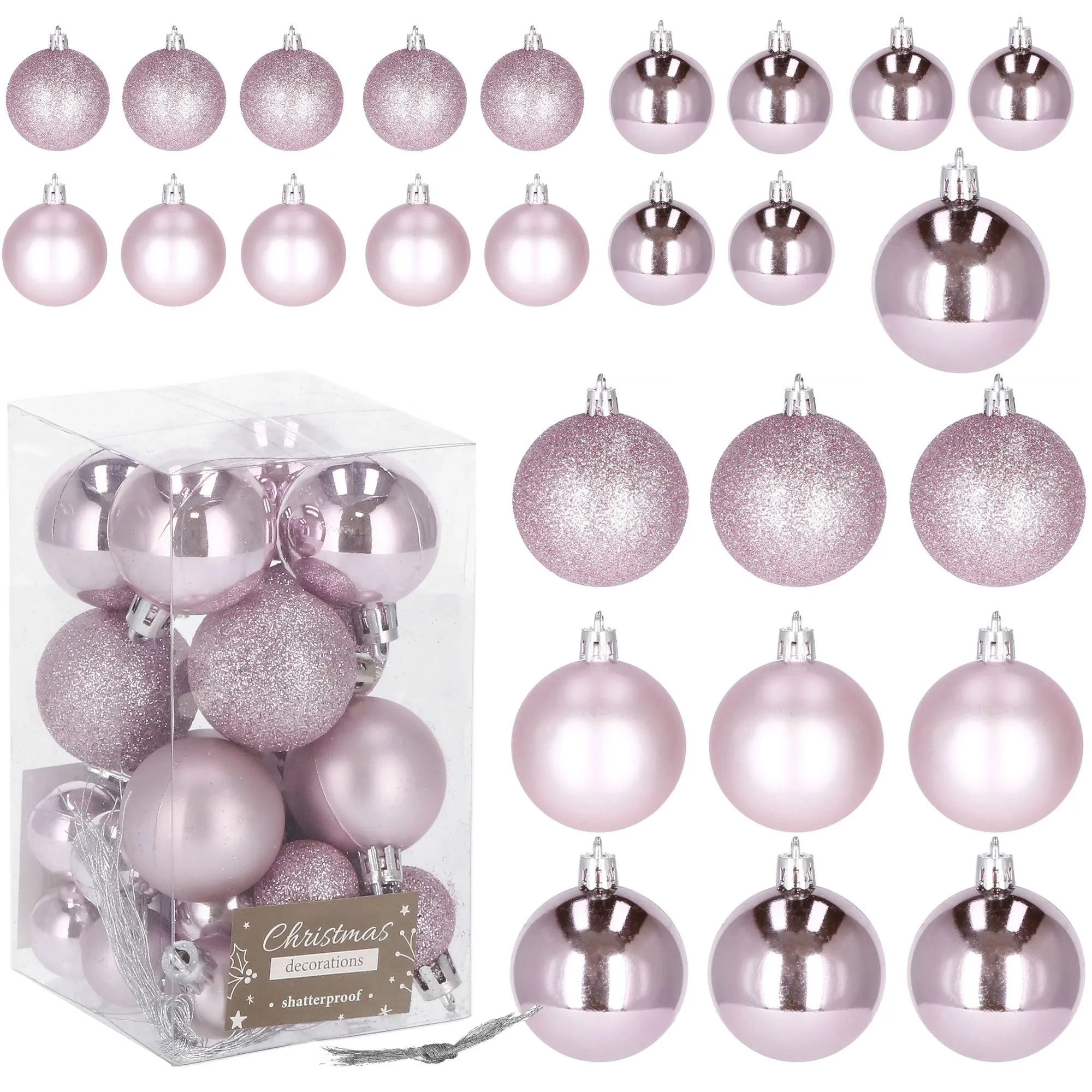 kuglice za božićno drvce 4/2,5 cm 26 kom. roze - slika 4