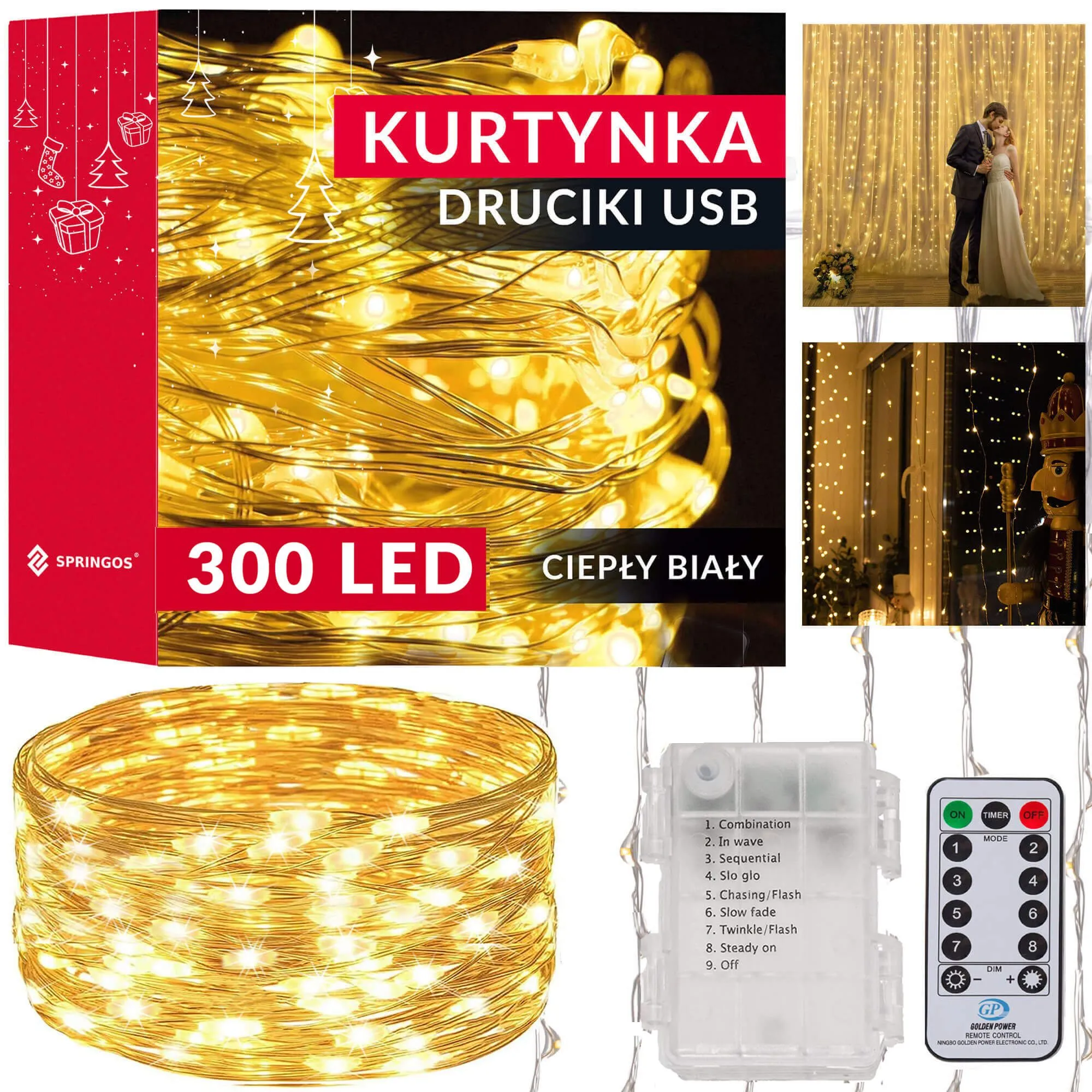 led svjetlosna zavjesa – 300 lampica, toplo bijela - slika 6