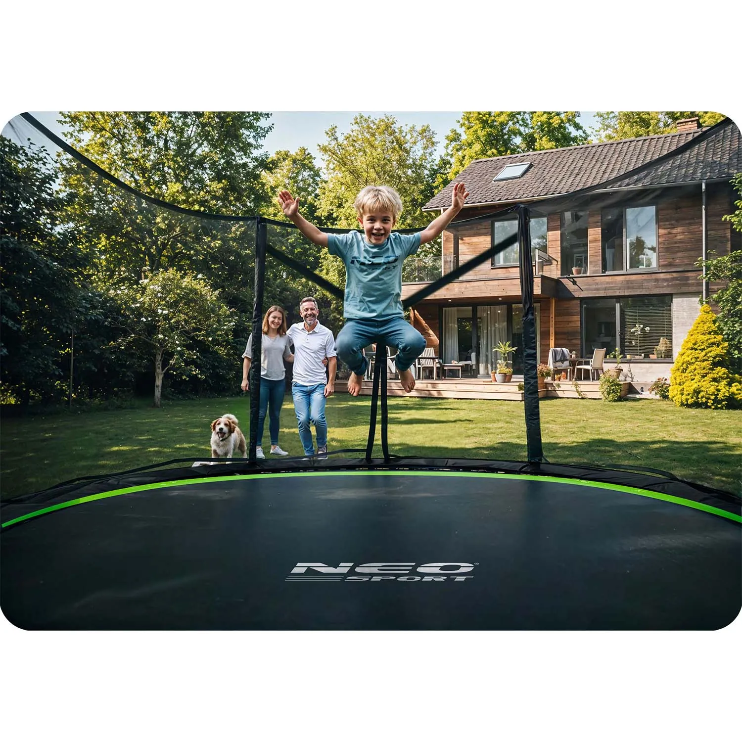 neo-sport vrtni trampolin 404 cm (13 ft) s vanjskom mrežom i ljestvama - slika 7