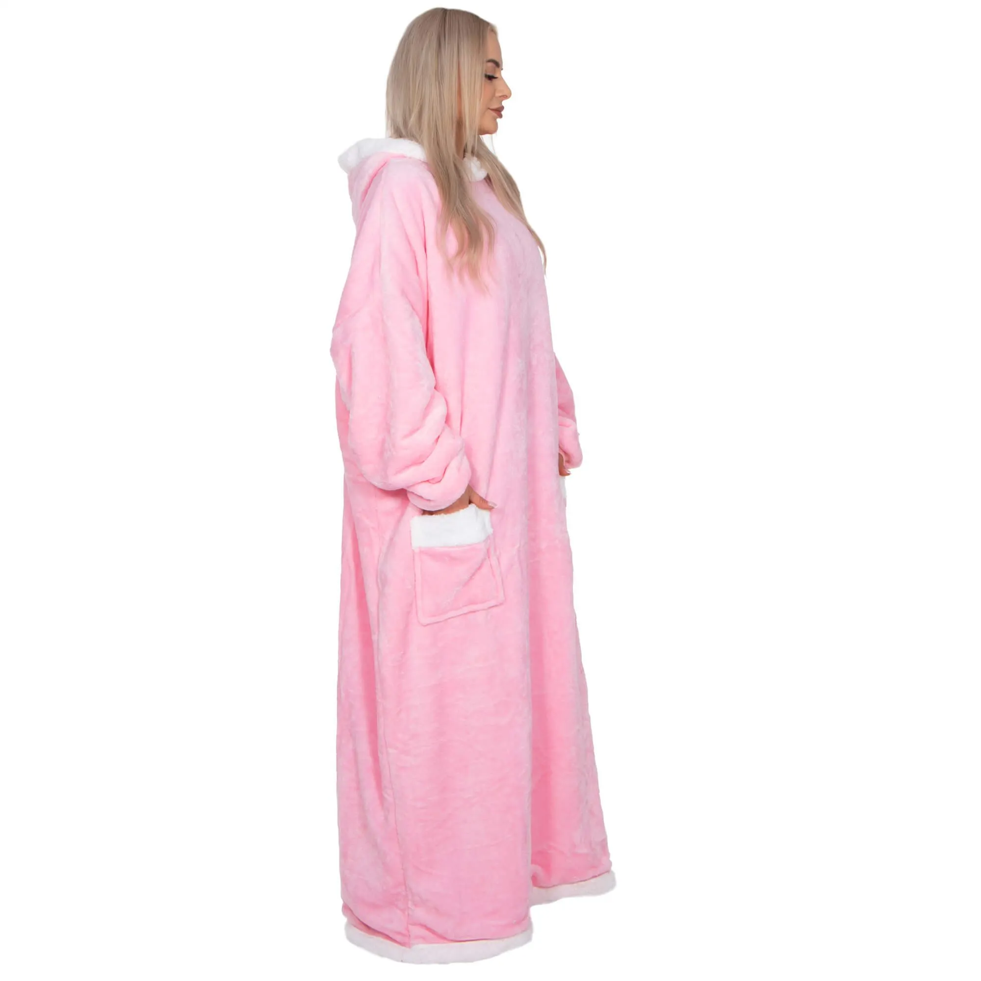 springos mekana oversize haljina u obliku deke, roza - slika 3