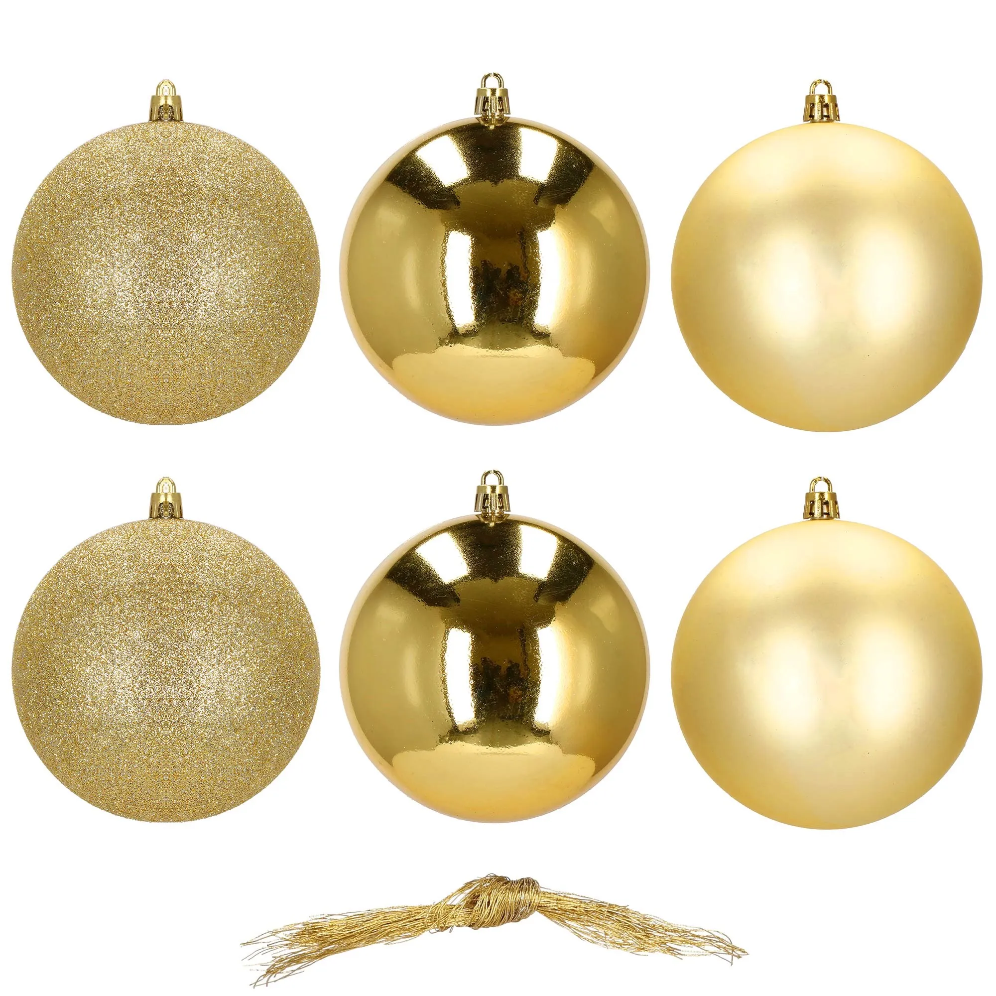 božićne kuglice 10 cm – set od 6 komada, zlatna - slika 3