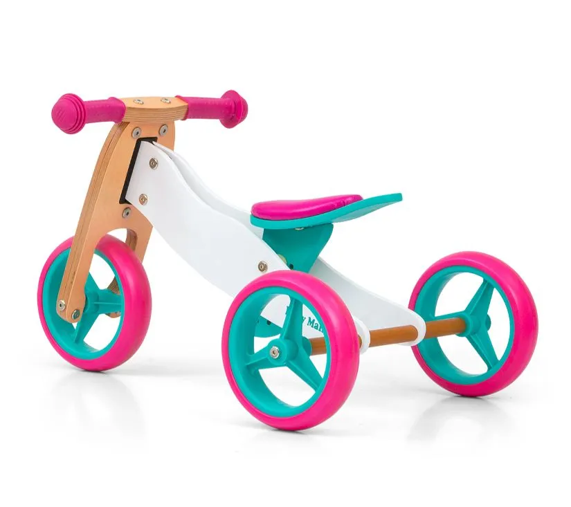 milly mally dječji bicikl bez pedala 2u1 jake classic rozi - slika 4