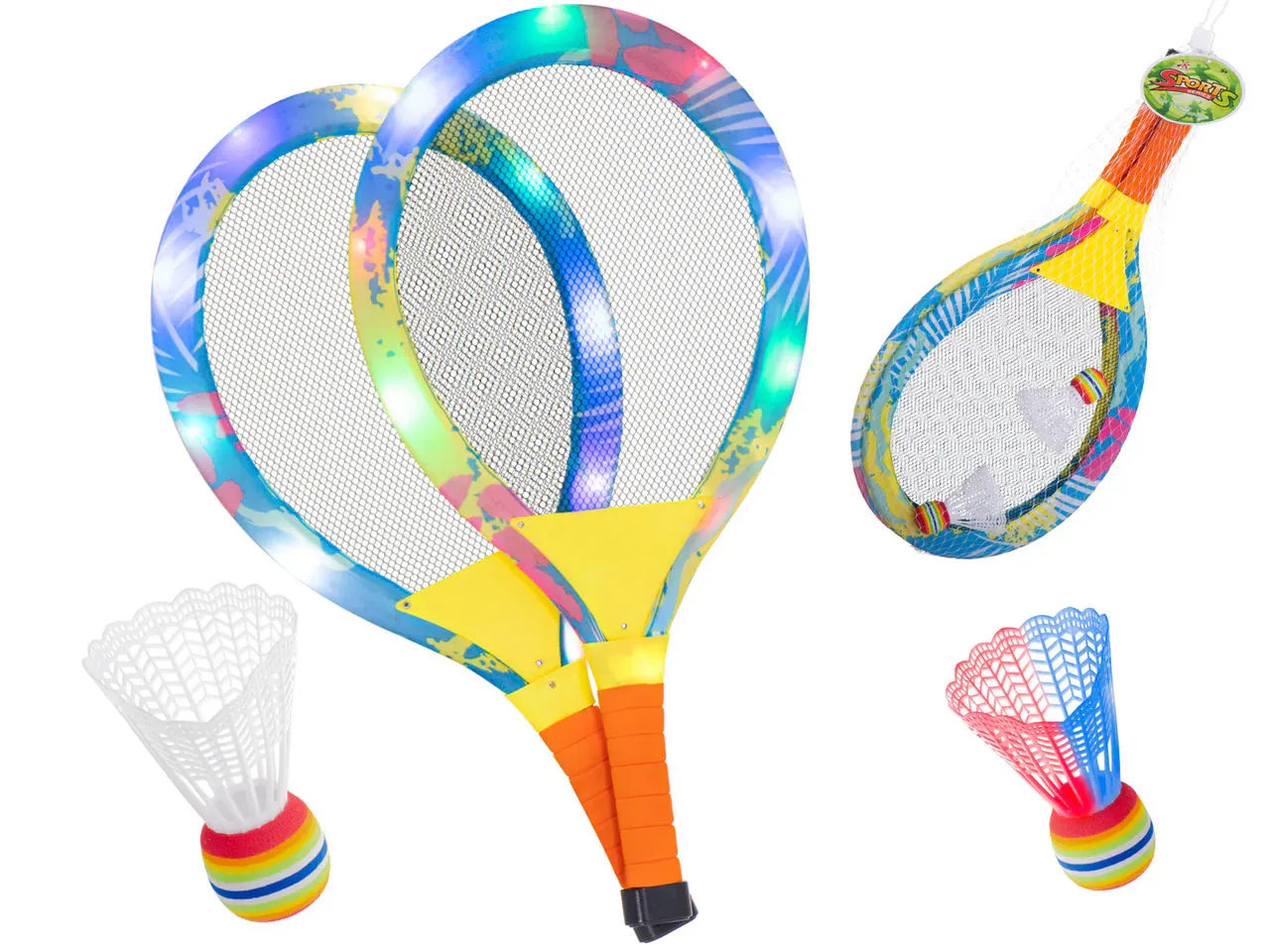 led svjetleći reket za badminton 2 kom. - slika 2