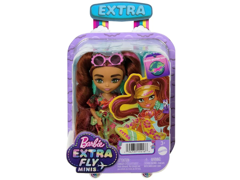 lutka barbie extra fly minis u izdanju za plažu - smeđa kosa - slika 6