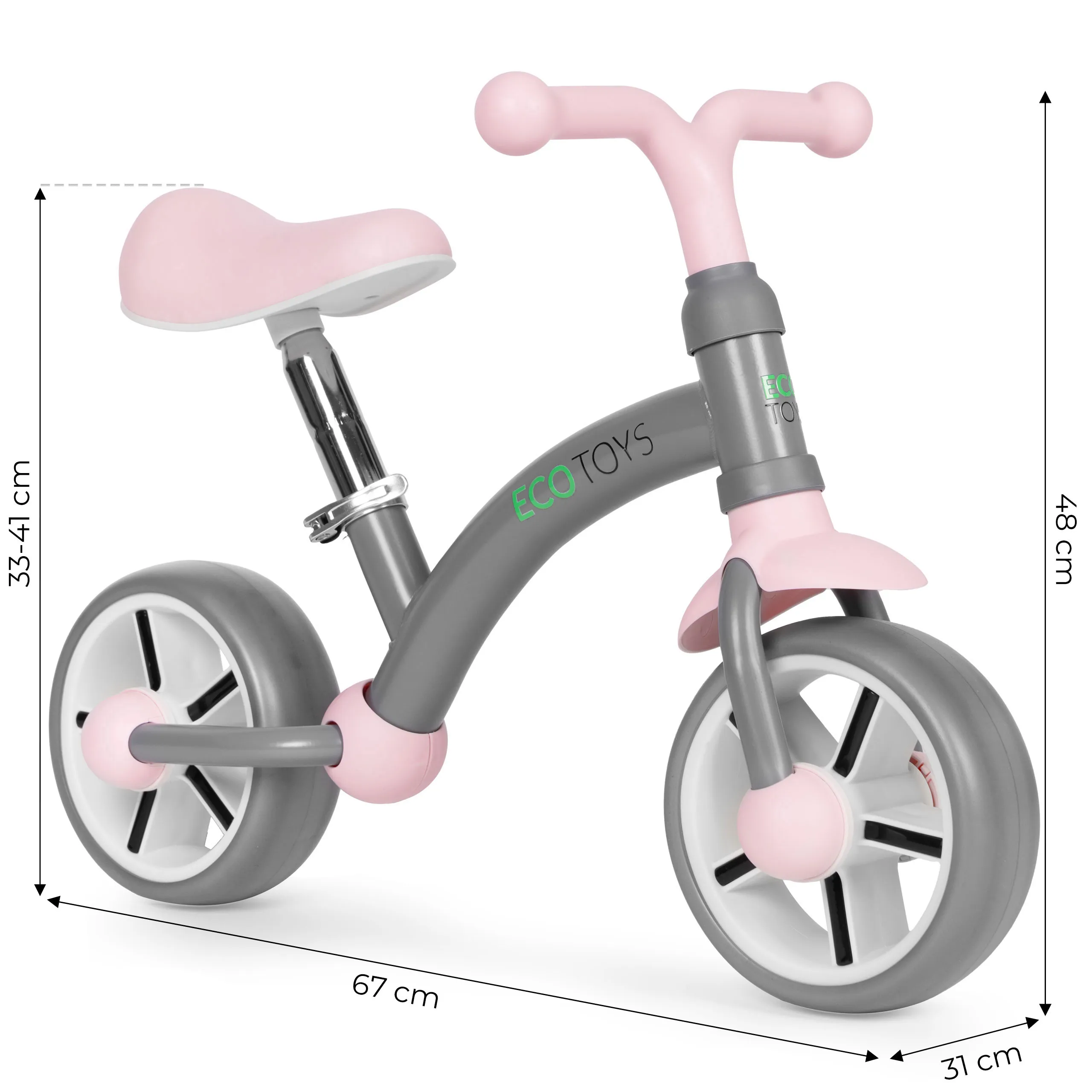 ecotoys balansni bicikl za djecu – eva kotači, podesivo sjedalo, sivi - slika 8