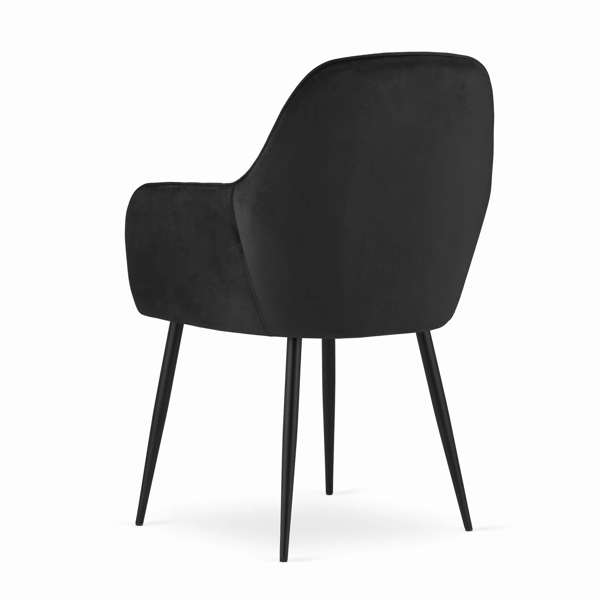 lugo stolica - crni baršun / crne noge x 1 - slika 5