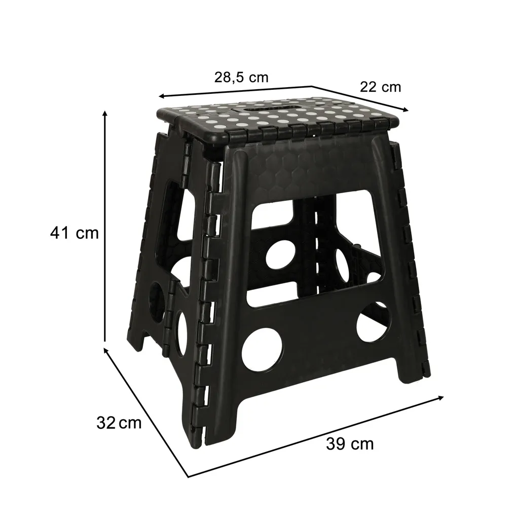 protuklizni sklopivi tabure, 39 cm, crni - slika 5