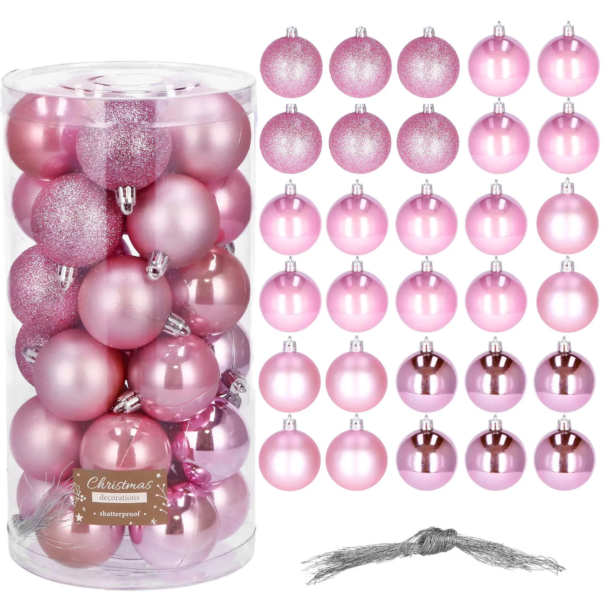 Božićne kuglice 5 cm – set 30 komada roze - Pribislavec