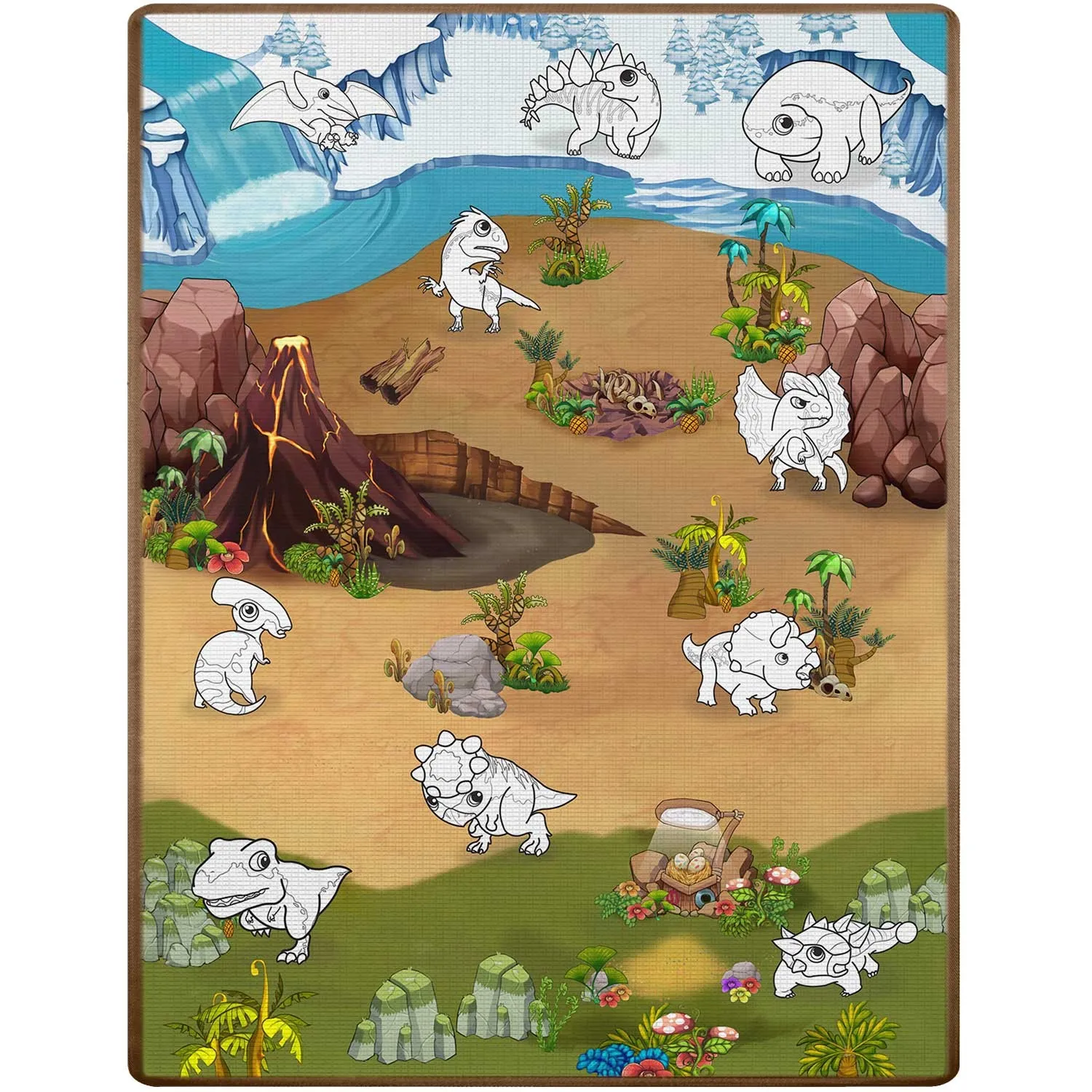 ricokids model rk-344 xxl podloga za bojanje + flomasteri gratis 120 x 90 x 0,3 cm, dinosaur - slika 3