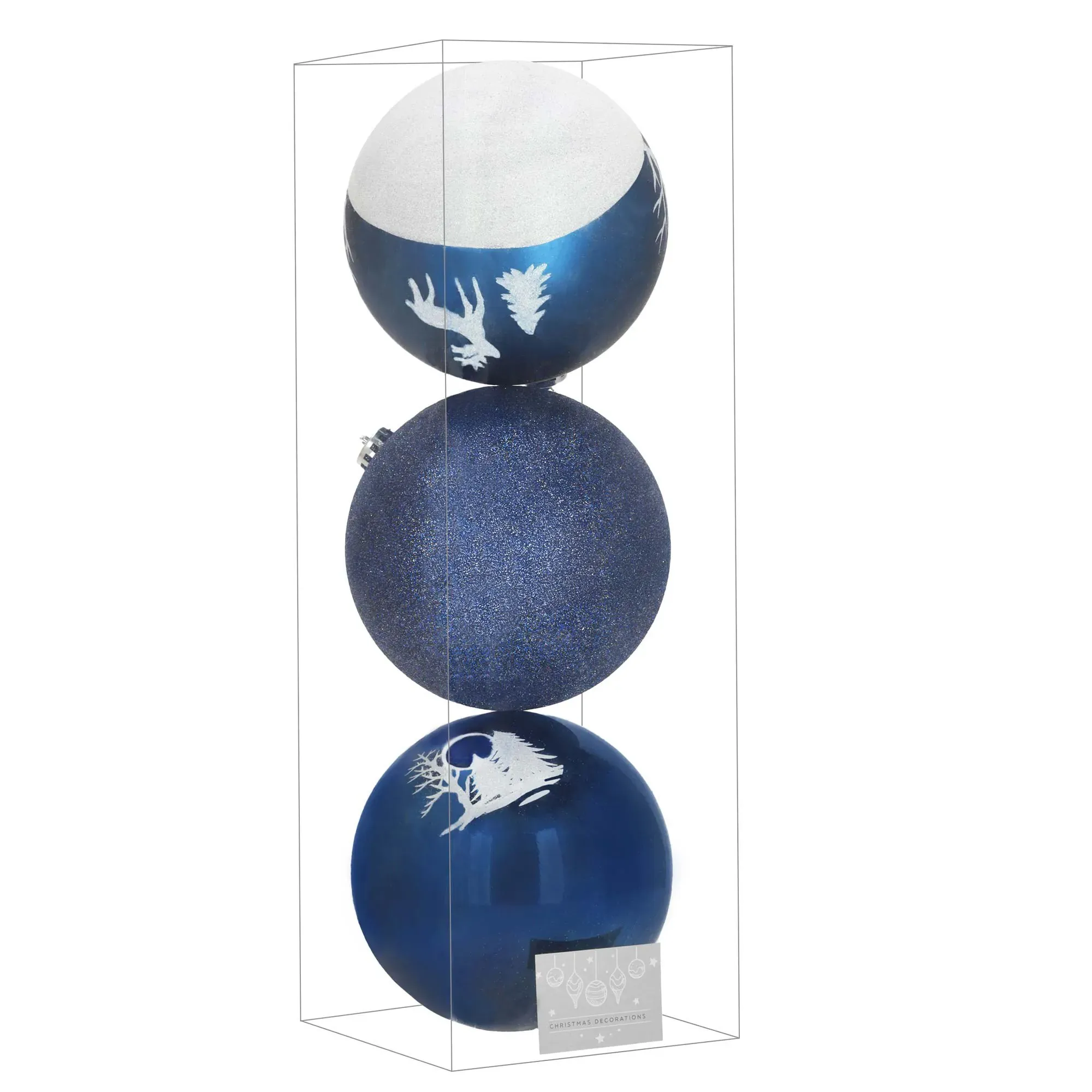 božićne kuglice 15 cm – set 3 komada plave - slika 2