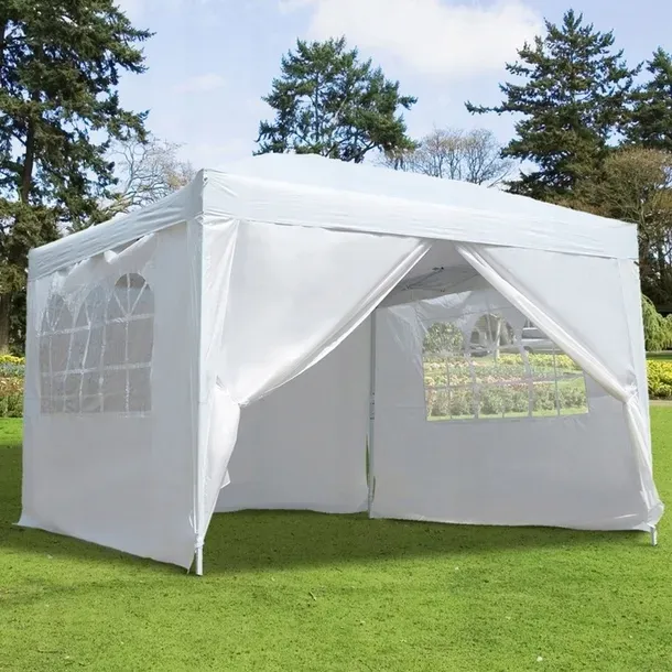 multigarden komercijalni vrtni paviljon šator – 3 × 3 m, 4 zida, bijeli - slika 3