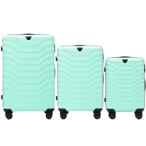 wings set od tri kofera od abs materijala veličine v m s svijetlo zeleni - slika 2
