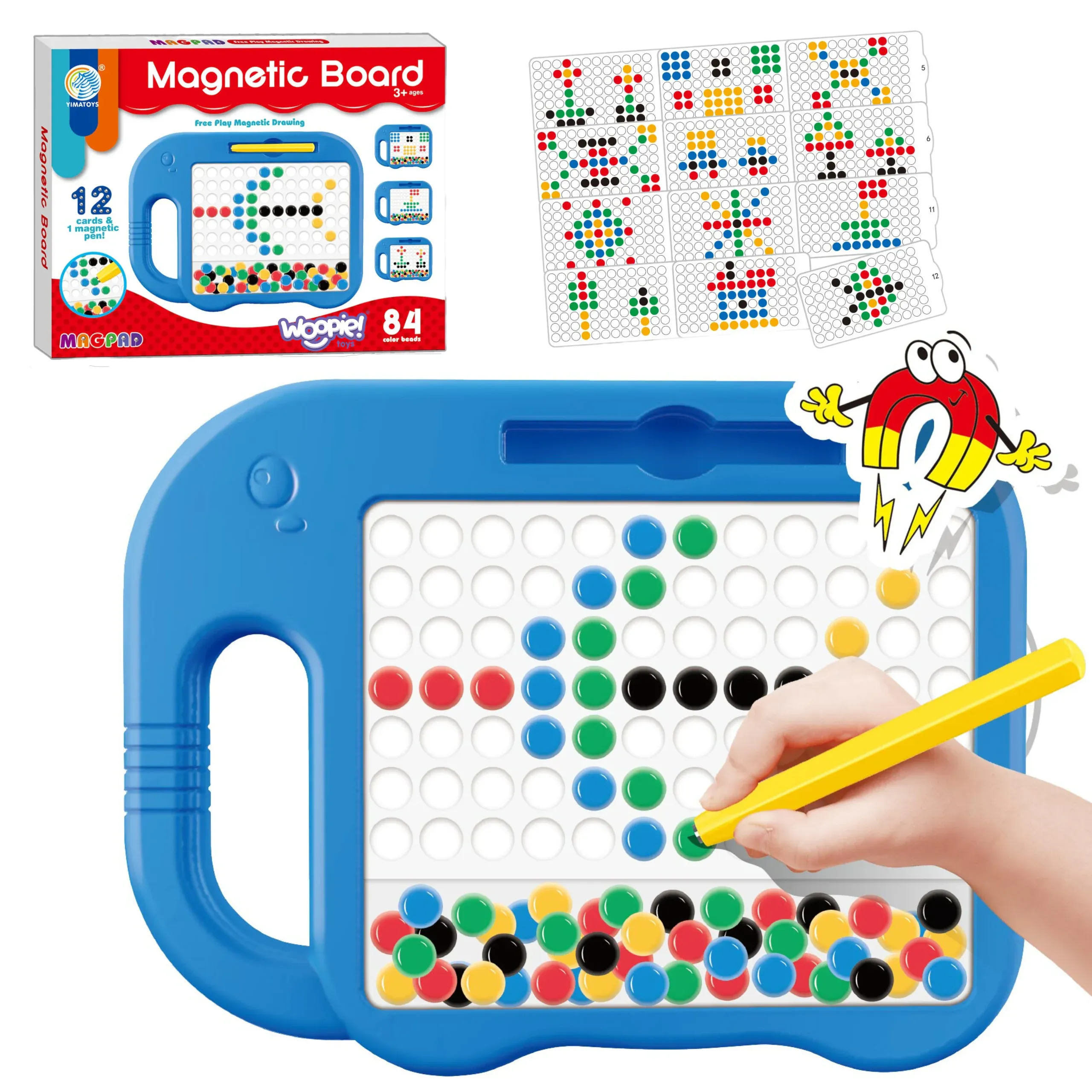 woopie magnetna ploča montessori magpad 84 gumba, plava - slika 1