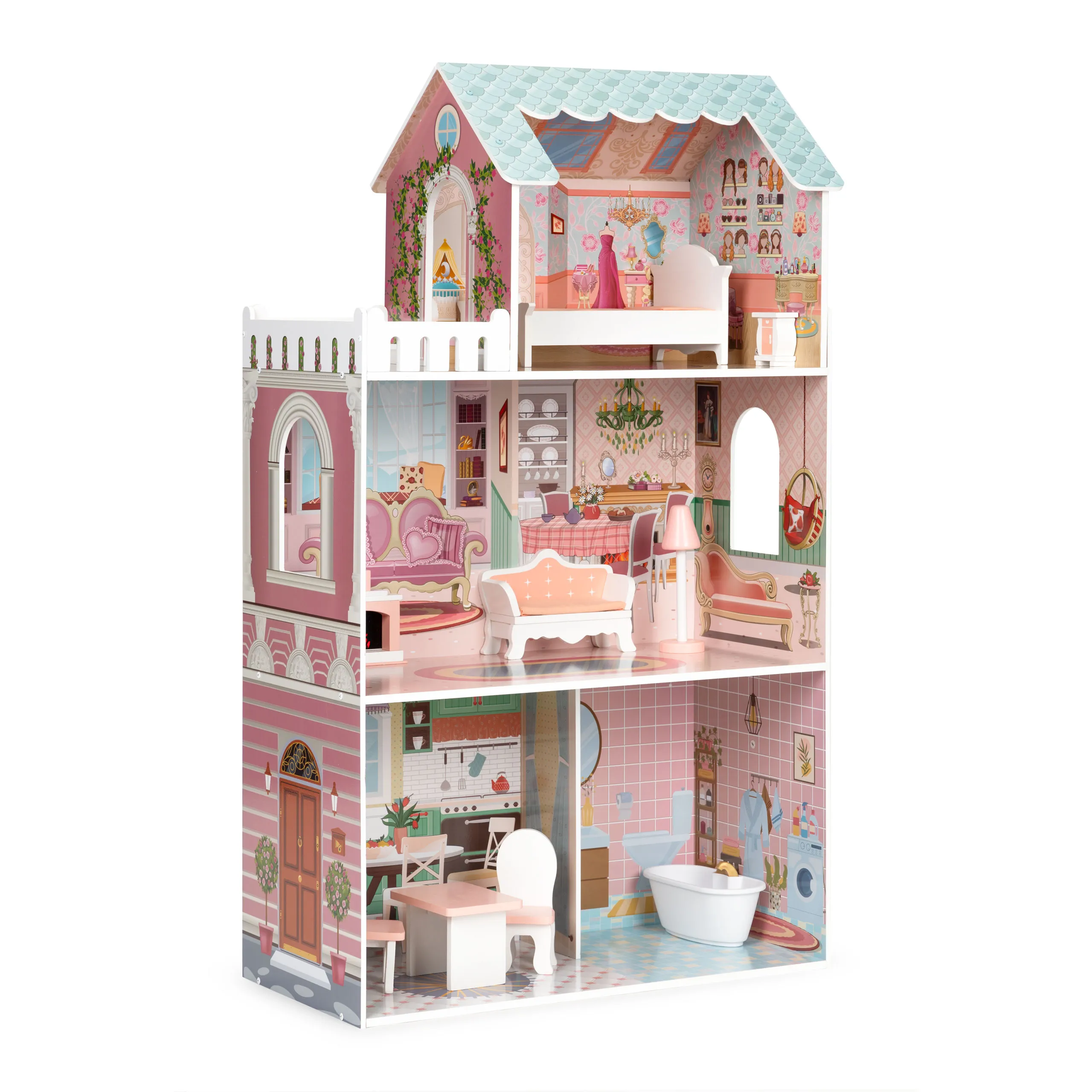 ecotoys velika kućica za barbie lutke 3 etaže - slika 4