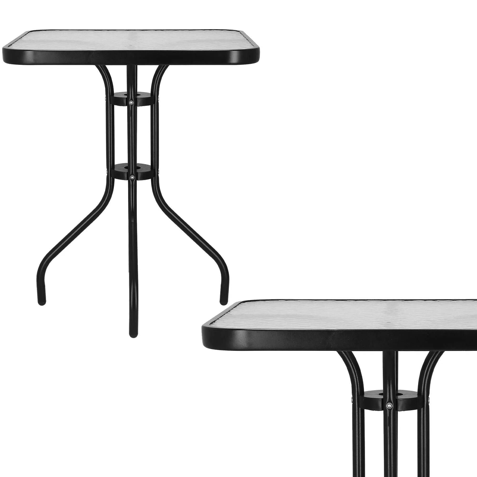 springos stakleni kvadratni vrtni stol, crni 60 x 60 cm - slika 8