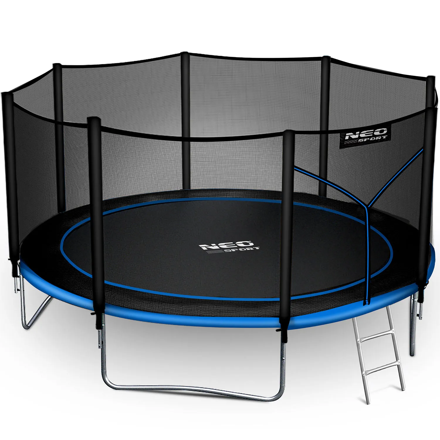neo-sport vrtni trampolin 404 cm (13 ft) s vanjskom mrežom i ljestvama, plavi - slika 9