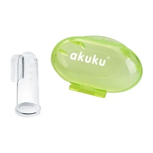 akuku a0265 silikonska četkica za prve zube zelena - slika 2