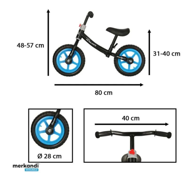trike fix bicikl bez pedala crno plavi - slika 3