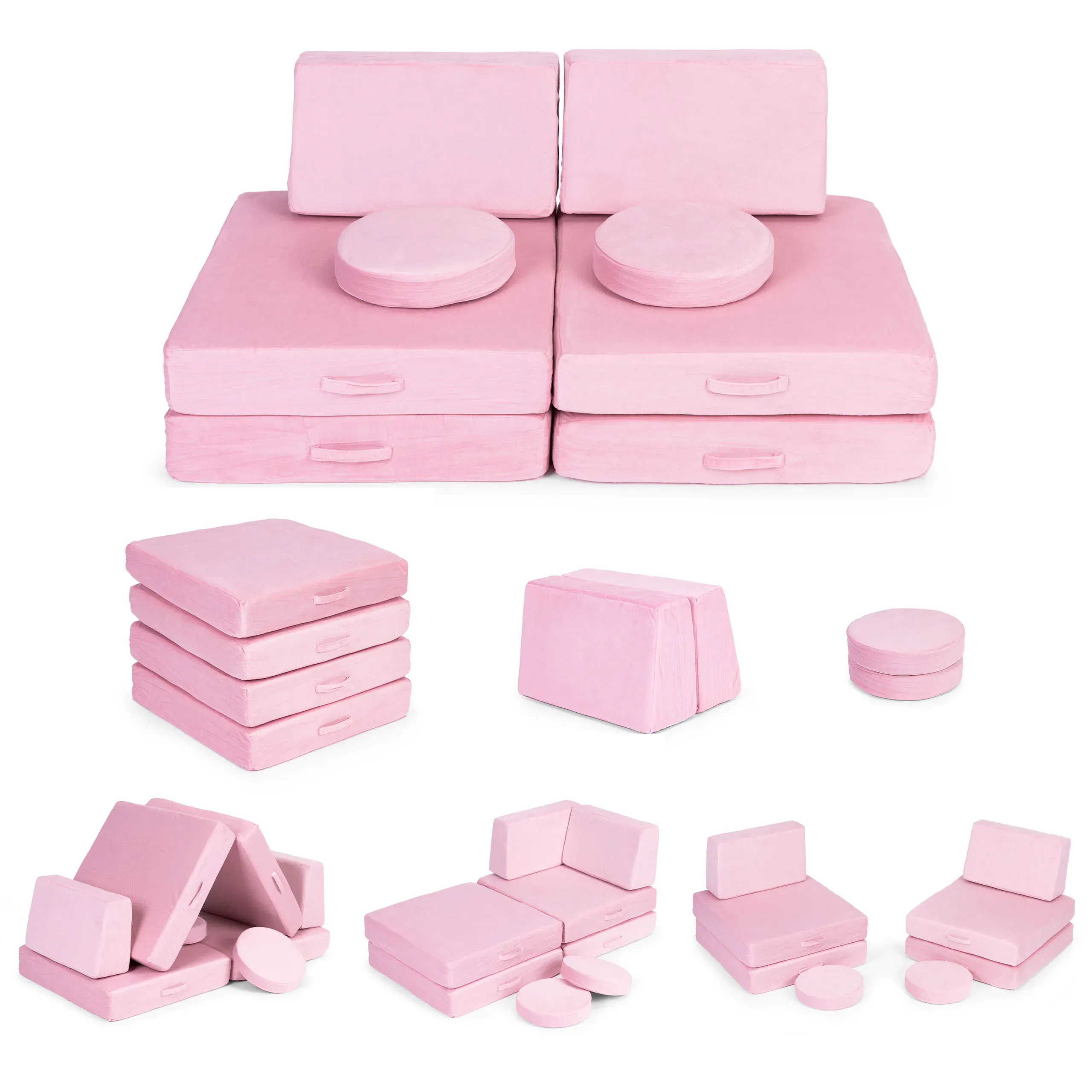 ecotoys diy modularna fotelja sa 8 jastuka - pink - slika 2