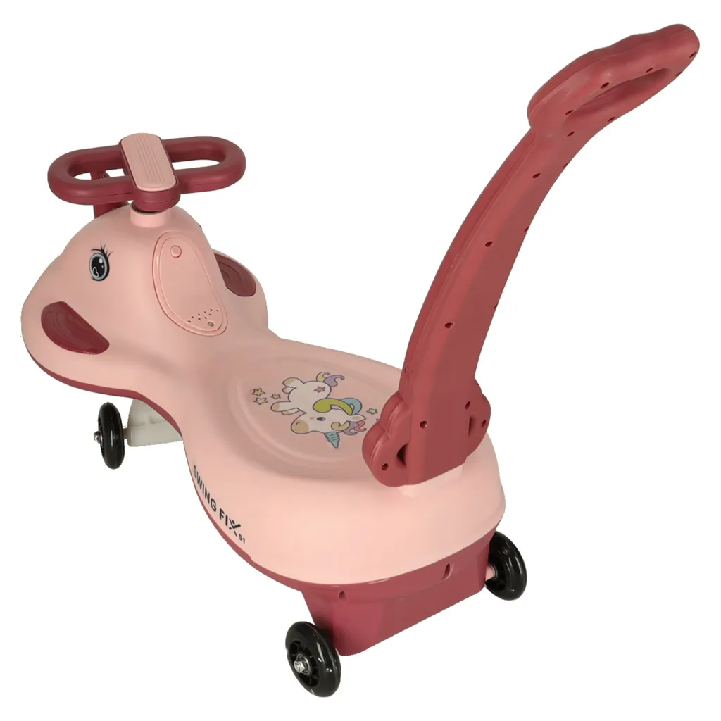 led guralica za djecu s ručkom s svjetlećim rogom, unicorn pink - slika 5