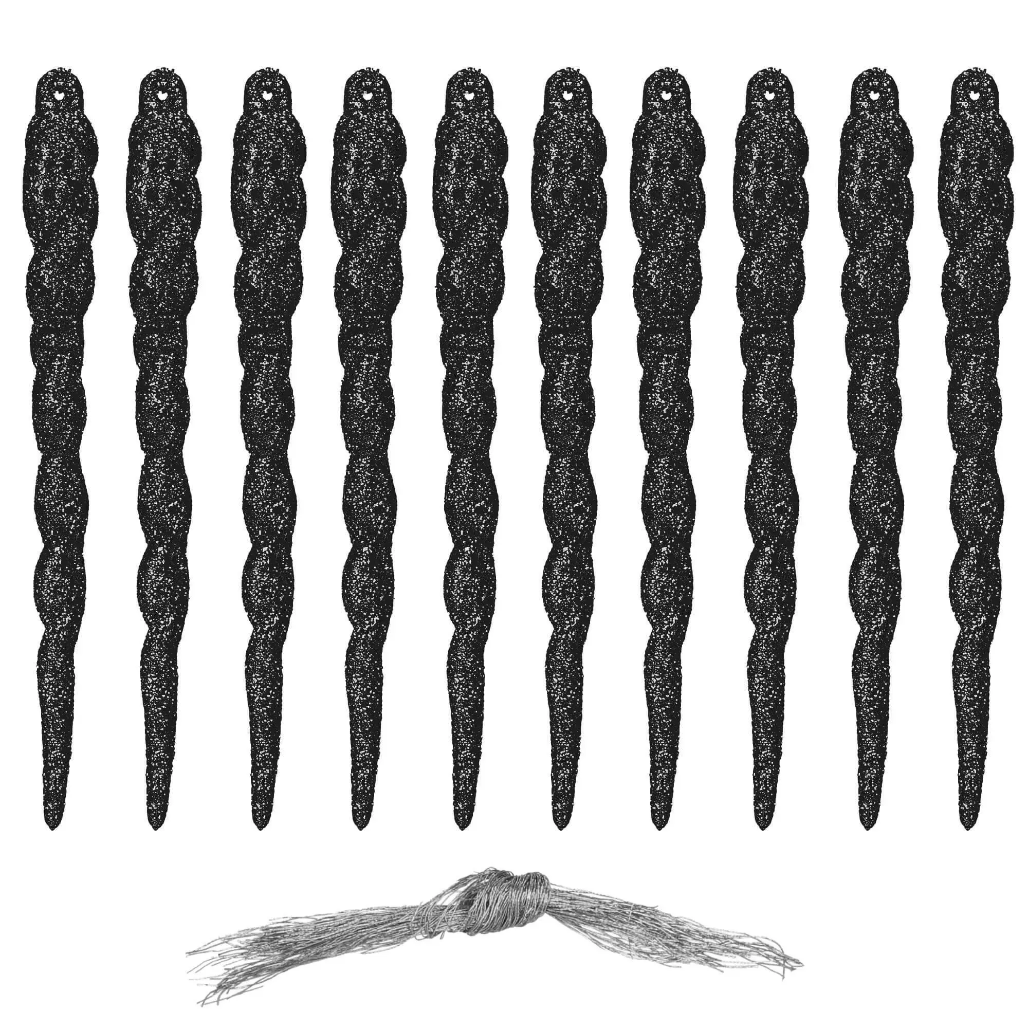 božićni ukrasi 12 cm – set 10 komada, crni - slika 2