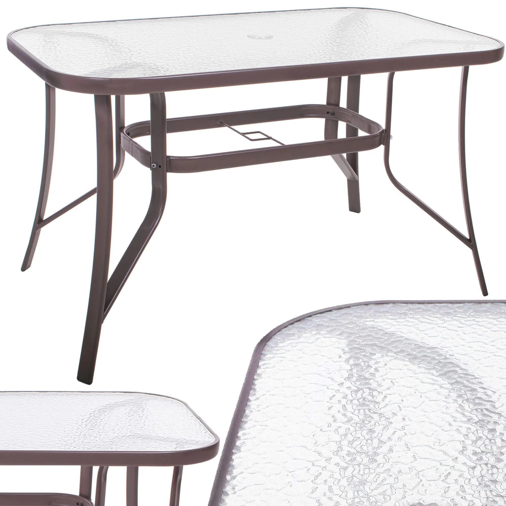 springos stakleni vrtni stol 120 x 70 x 70 cm smeđi - slika 11