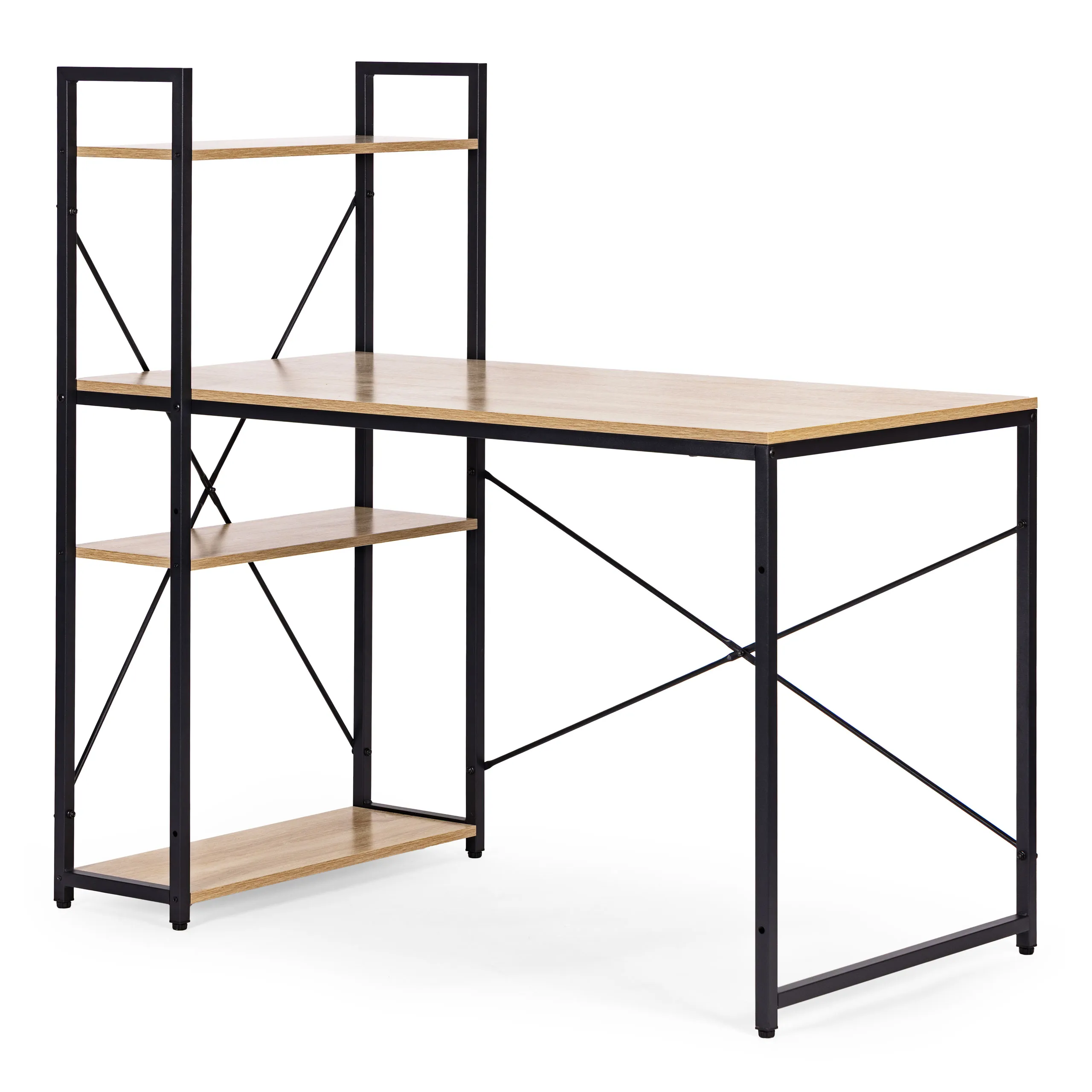 modernhome uredski stol 120 × 60 cm s policom i 3 police – loft stil - slika 7
