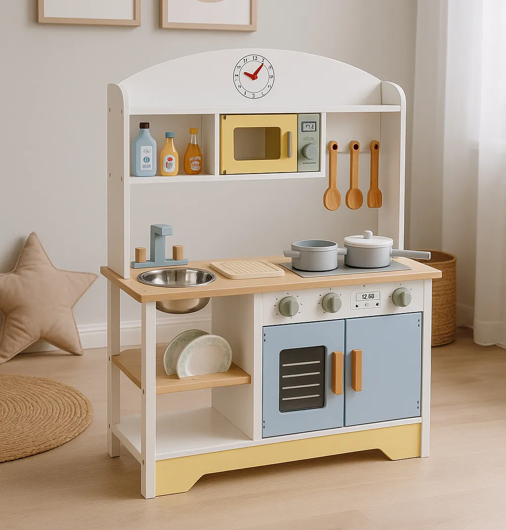 ecotoys dječja kuhinja – pećnica, perilica, mikrovalna + 12 dodataka - slika 8