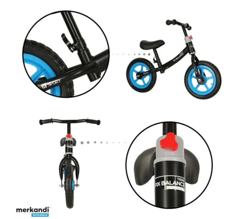 trike fix bicikl bez pedala crno plavi - slika 4