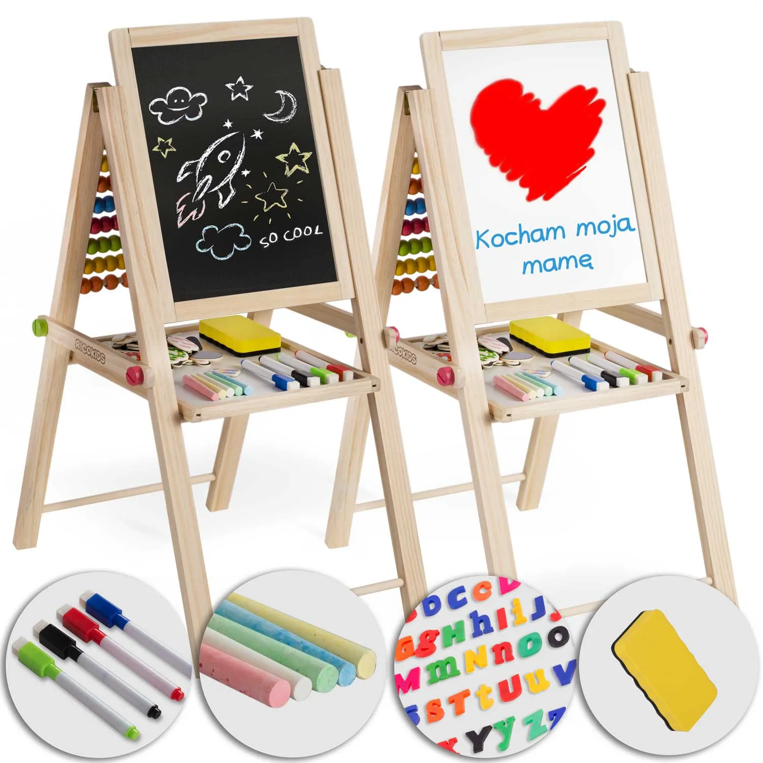 ricokids sklopiva magnetska ploča za kredu 62 x 28 x 44 cm - slika 7