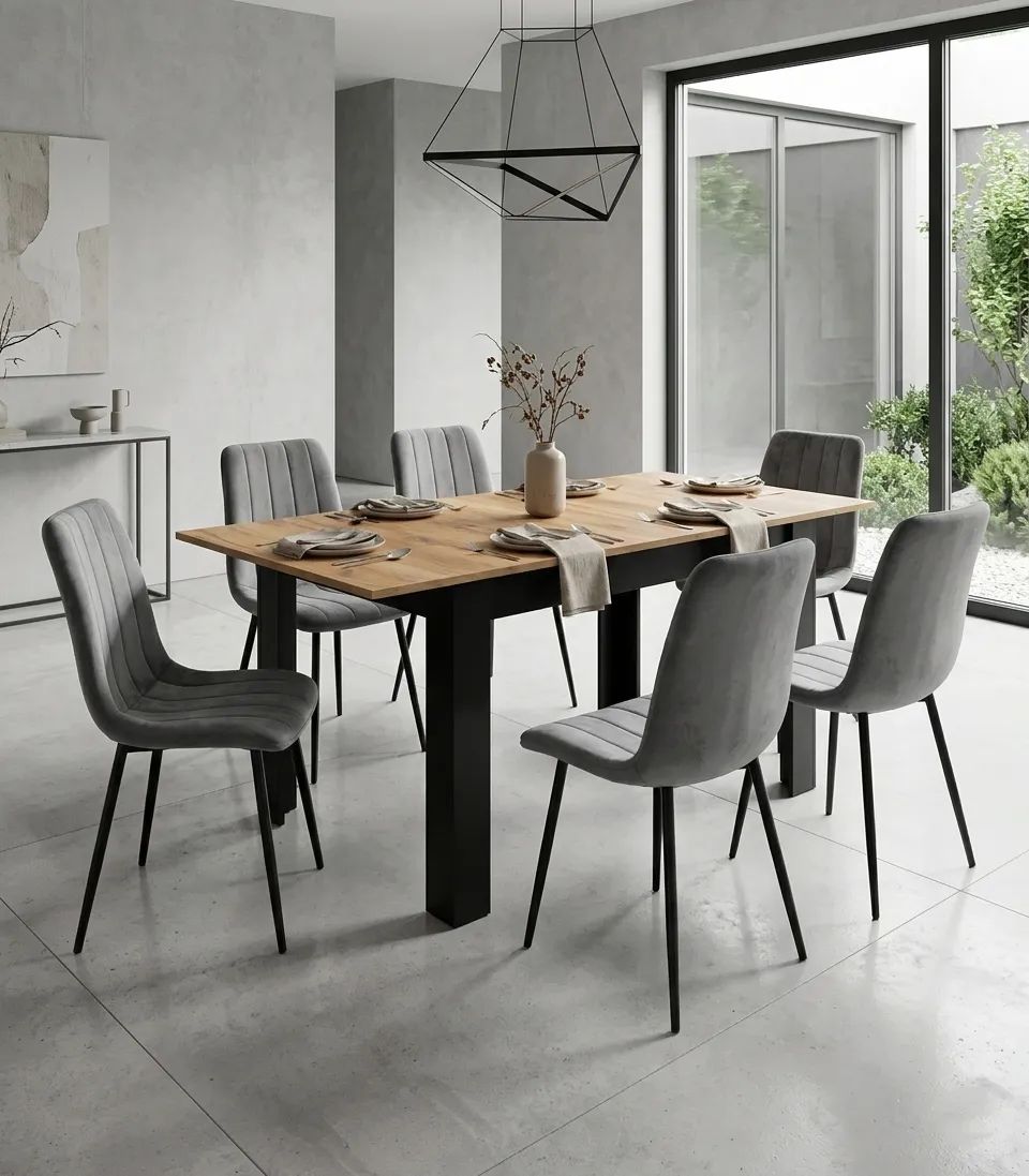 pravokutni rastezljivi stol 120–160 × 80 cm za kuhinju i blagovaonicu, za 4–6 osoba, craft hrast - slika 6