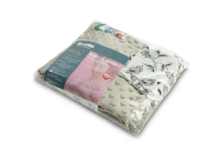 sensillo lagana minky deka 75x100cm crno-bijelo cvijeće - slika 3