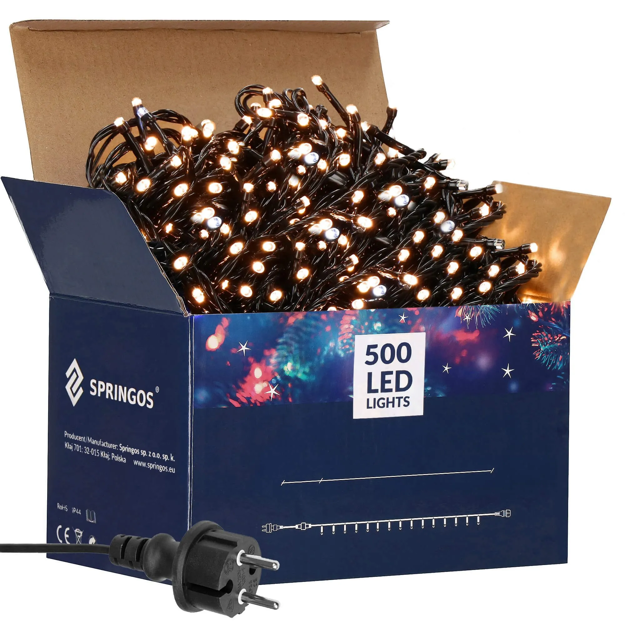 springos set božićnih lampica flash, 500 led, 28,5 m, toplo bijela + flash hladno bijela - slika 10
