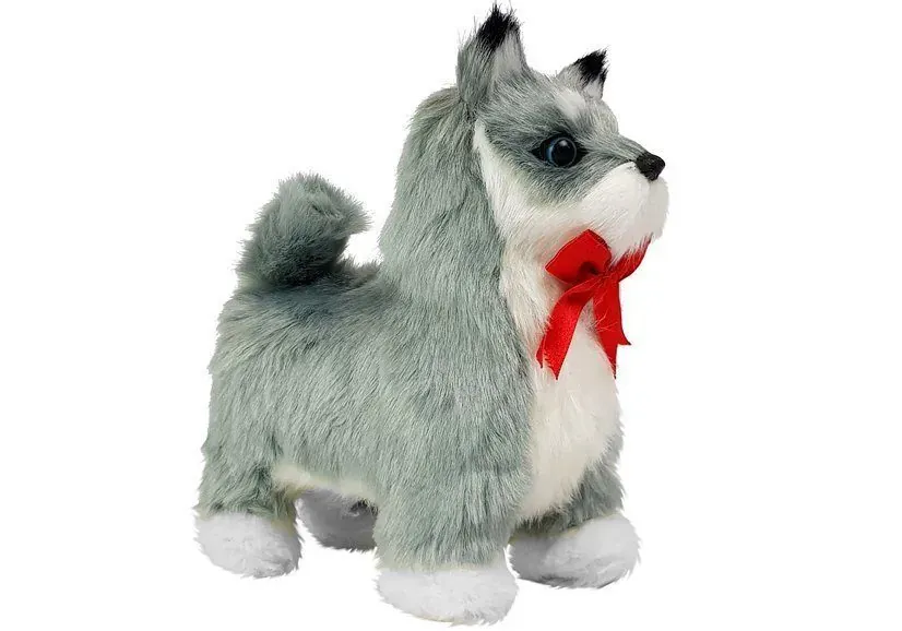 interaktivni plišani husky sa crvenom mašnom - slika 2